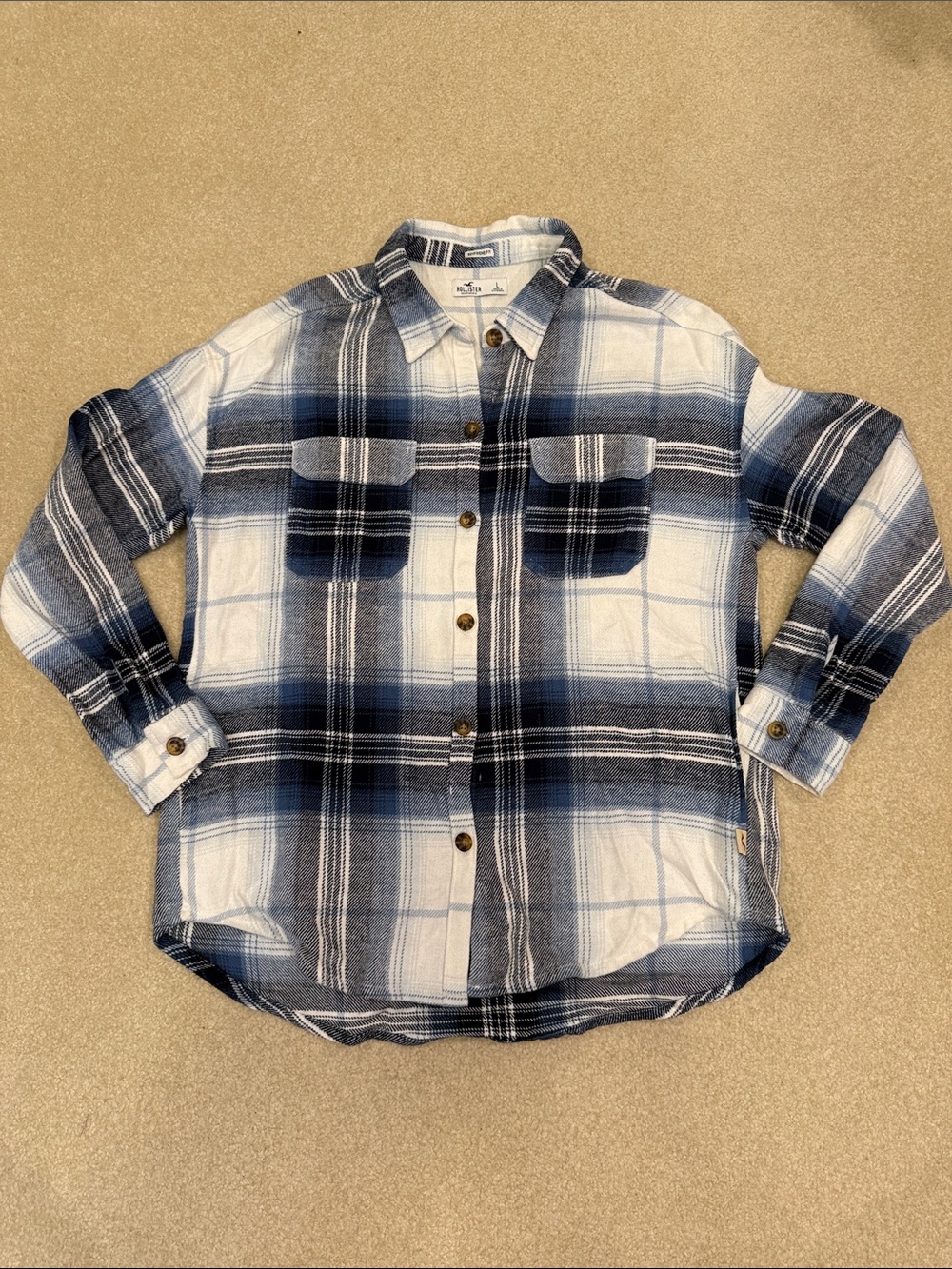 Blue Plaid Button-Up Shirt or Shacket - Classic Flannel